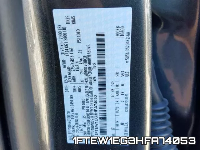 1FTEW1EG3HFA74053 фото 2