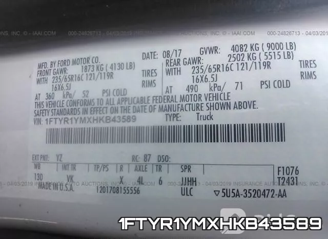 1FTYR1YMXHKB43589 фото 10