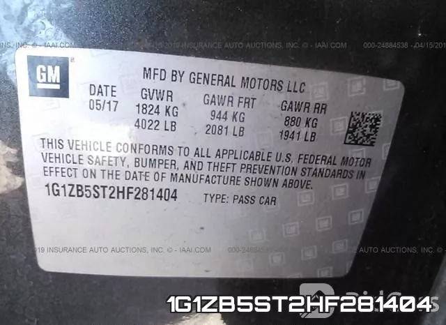 1G1ZB5ST2HF281404 фото 10
