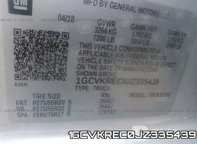 1GCVKREC0JZ335439 фото 10