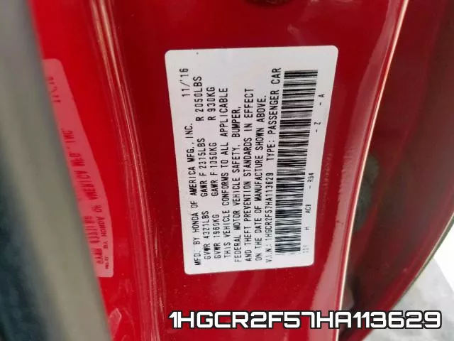 1HGCR2F57HA113629 фото 2