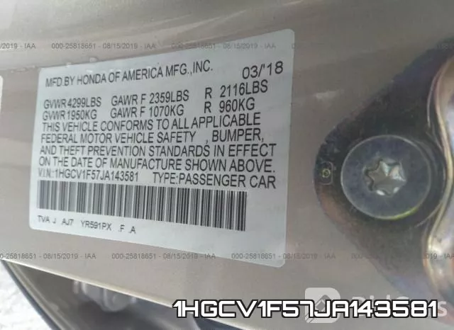 1HGCV1F57JA143581 фото 10