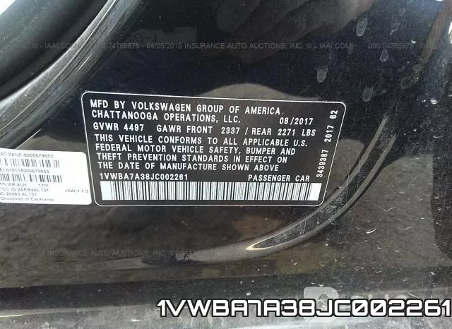 1VWBA7A38JC002261 фото 10