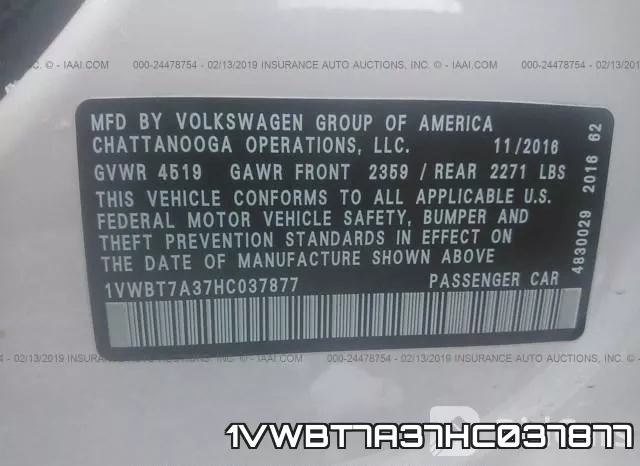 1VWBT7A37HC037877 фото 10