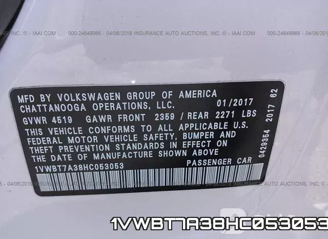 1VWBT7A38HC053053 фото 10