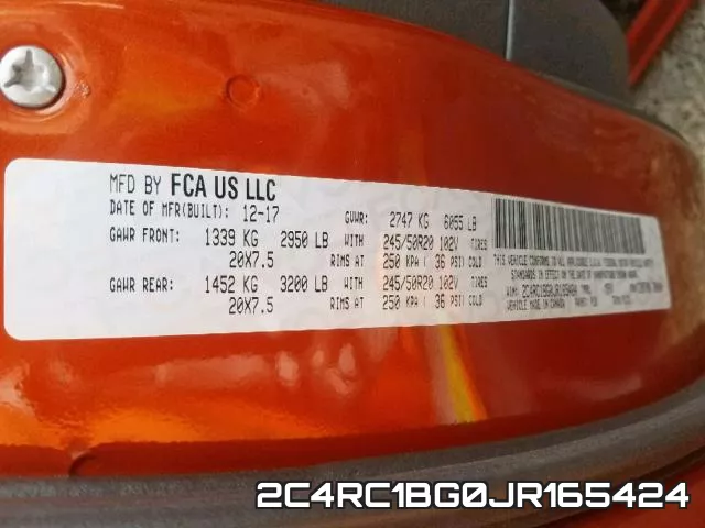 2C4RC1BG0JR165424 фото 2