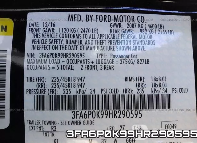 3FA6P0K99HR290595 фото 10