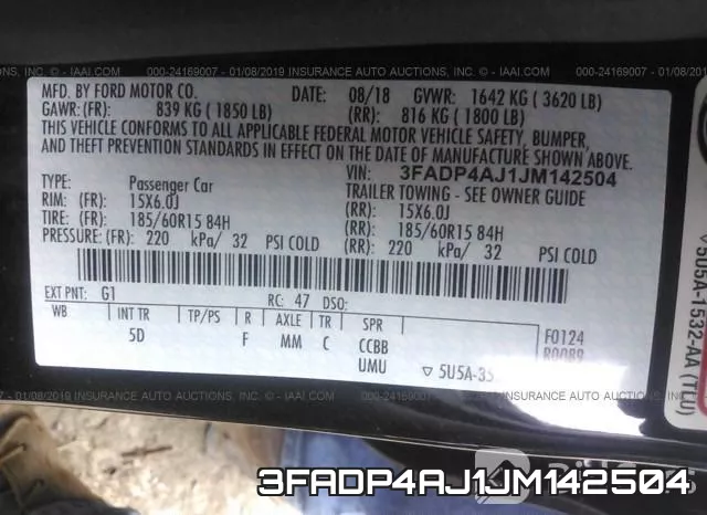 3FADP4AJ1JM142504 фото 10