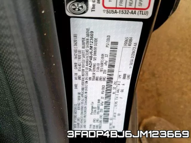 3FADP4BJ6JM123669 фото 2