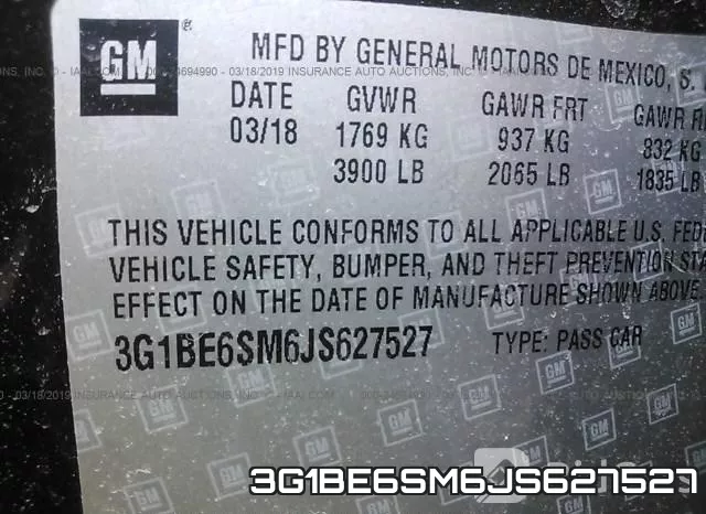 3G1BE6SM6JS627527 фото 10