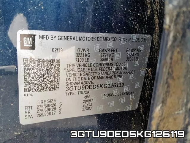3GTU9DED5KG126119 фото 2