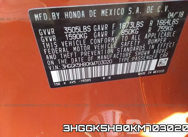 3HGGK5H80KM703020 фото 10