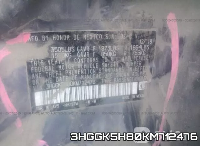 3HGGK5H80KM712476 фото 10