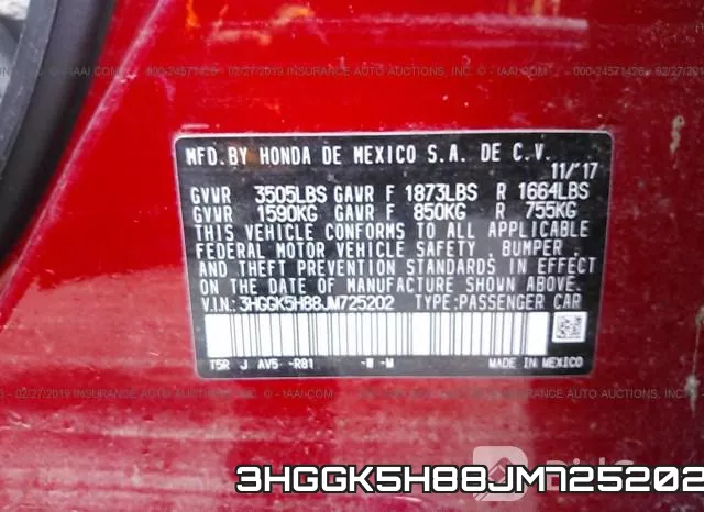 3HGGK5H88JM725202 фото 10