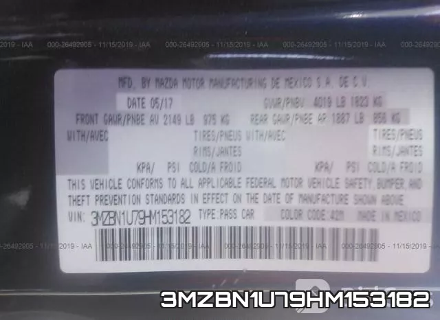 3MZBN1U79HM153182 фото 7