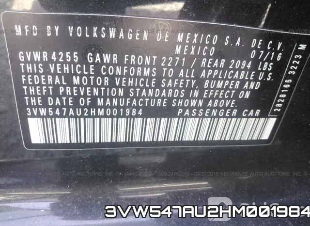 3VW547AU2HM001984 фото 10
