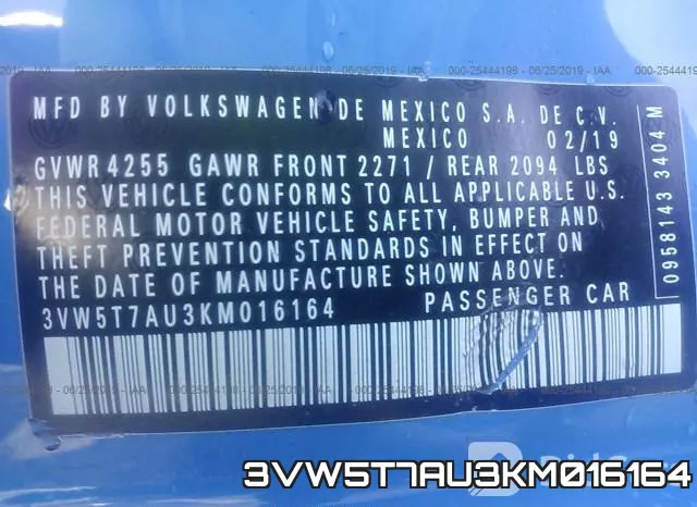 3VW5T7AU3KM016164 фото 10