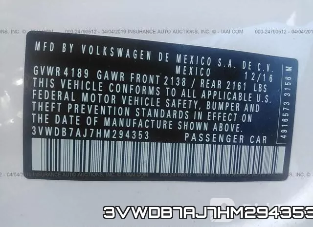 3VWDB7AJ7HM294353 фото 10