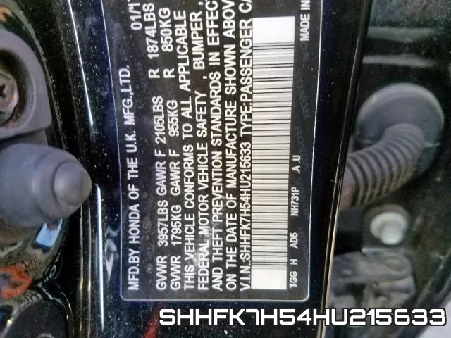 SHHFK7H54HU215633 фото 2