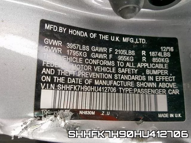 SHHFK7H90HU412706 фото 2