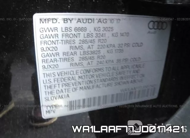 WA1LAAF77JD017421 фото 10