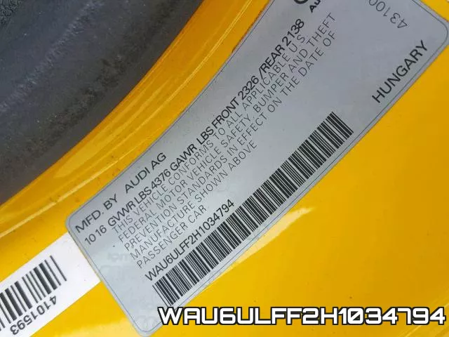 WAU6ULFF2H1034794 фото 2