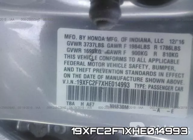 19XFC2F7XHE014993 фото 10