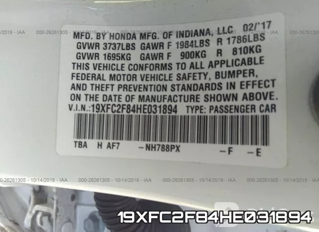 19XFC2F84HE031894 фото 10