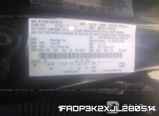1FADP3K2XJL280514 фото 10