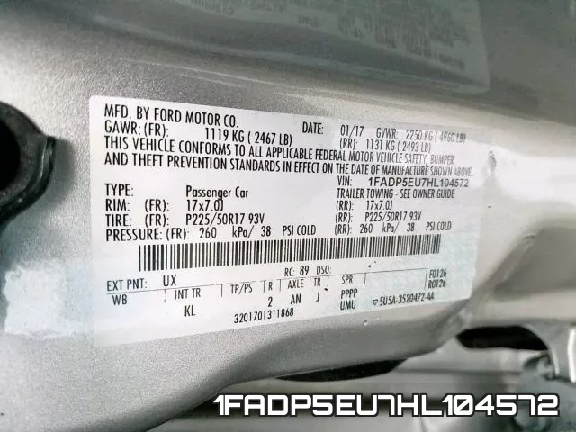 1FADP5EU7HL104572 фото 2