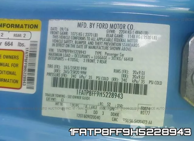 1FATP8FF9H5228943 фото 10