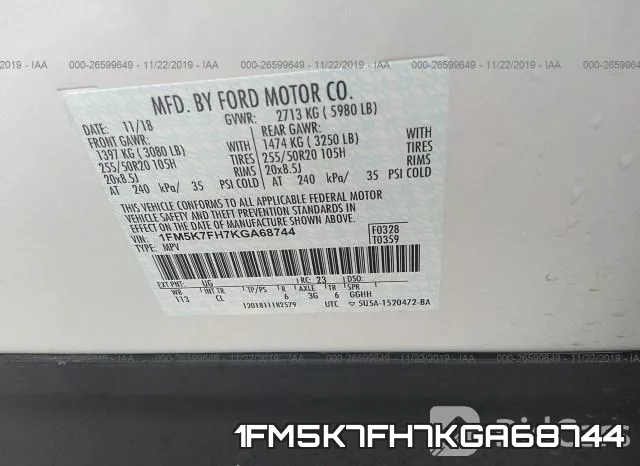 1FM5K7FH7KGA68744 фото 9
