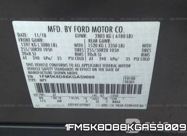 1FM5K8D88KGA59009 фото 10
