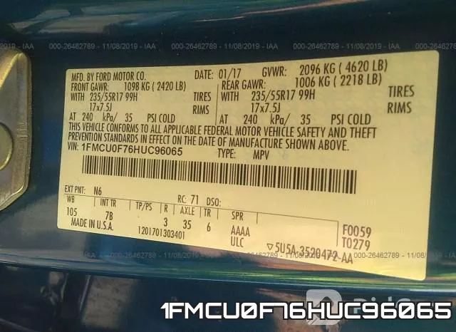1FMCU0F76HUC96065 фото 10