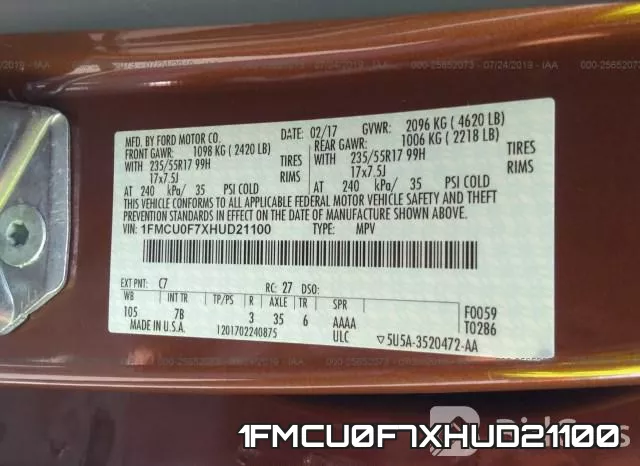 1FMCU0F7XHUD21100 фото 10