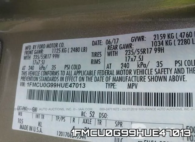 1FMCU0G99HUE47013 фото 10