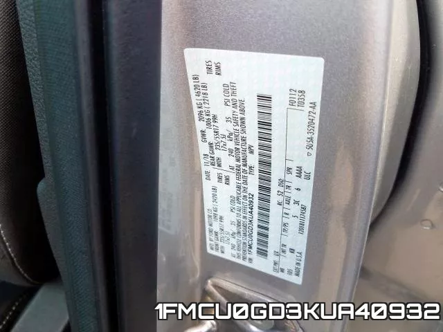 1FMCU0GD3KUA40932 фото 2