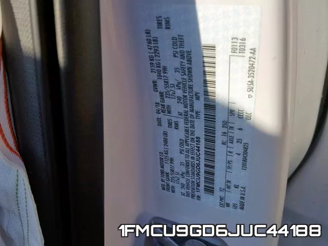 1FMCU9GD6JUC44188 фото 2