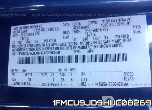 1FMCU9JD9HUC08269 фото 10
