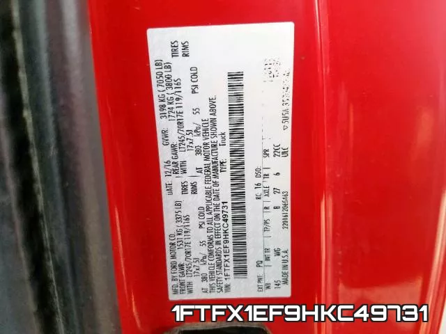 1FTFX1EF9HKC49731 фото 2