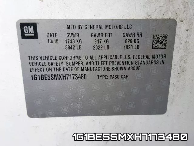 1G1BE5SMXH7173480 фото 2