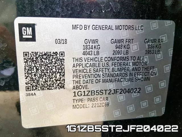 1G1ZB5ST2JF204022 фото 2