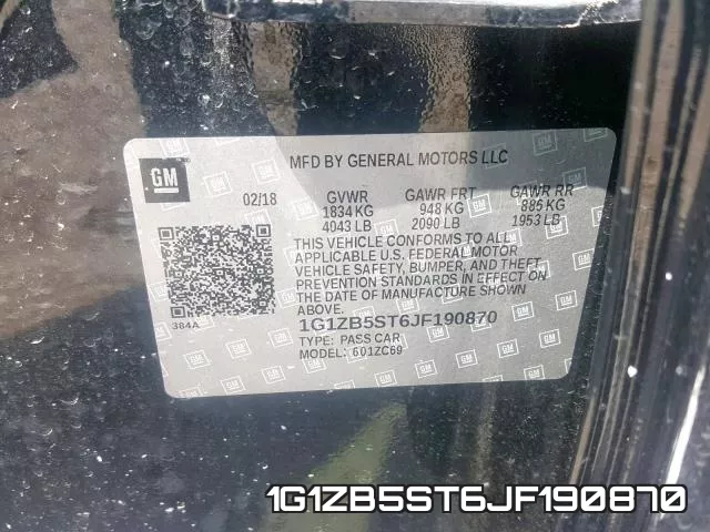1G1ZB5ST6JF190870 фото 2