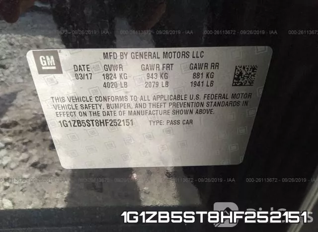 1G1ZB5ST8HF252151 фото 10
