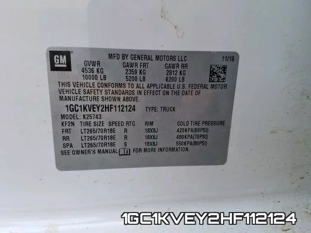 1GC1KVEY2HF112124 фото 2