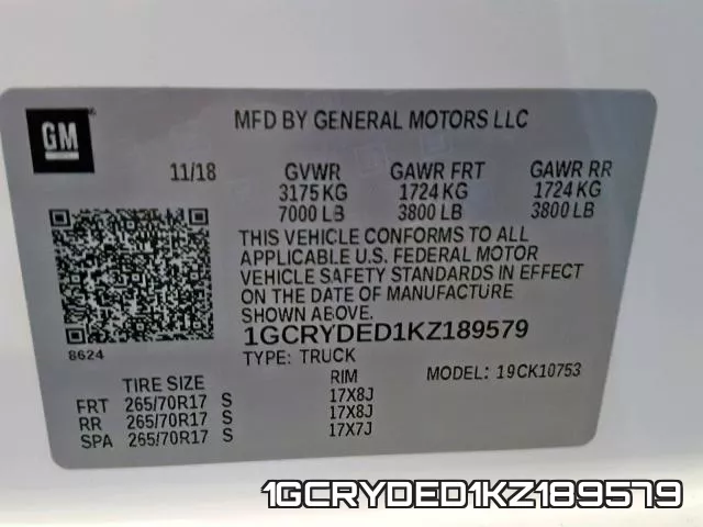 1GCRYDED1KZ189579 фото 2