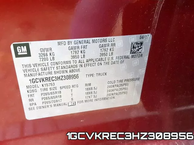 1GCVKREC3HZ308956 фото 2