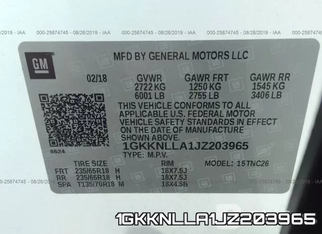 1GKKNLLA1JZ203965 фото 10