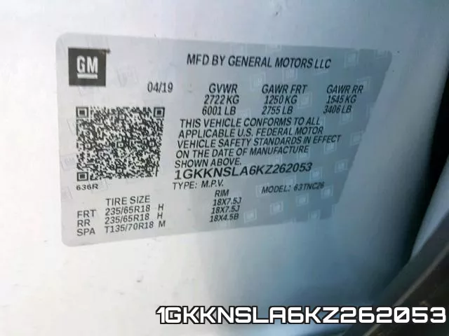 1GKKNSLA6KZ262053 фото 2