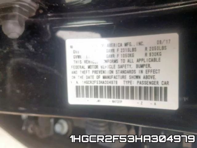 1HGCR2F53HA304979 фото 2